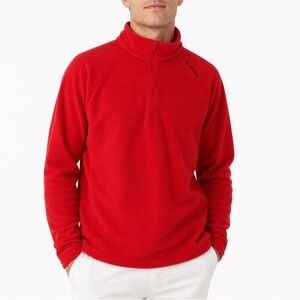 Quechua Mens Red Quarter Zip Fleece Pullover Mock Neck Hiking Sweater Size M